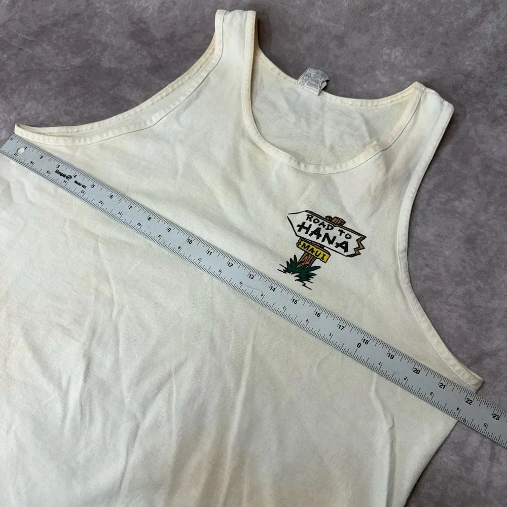VTG Road to Hana Maui Tank Top Shirt Men's Large White Graphic Hawaii Souvenir